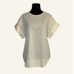 Valeria Mendizabal cream short sleeves tunic top size Medium